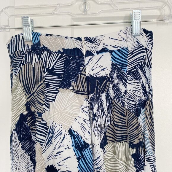 French Connection Blue Palm Leaf Wide Leg Pant - Picture 4 of 6